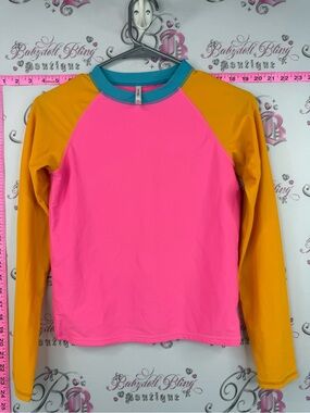 Joe Fresh coverup pool Kids Long Sleeve Swim Rashguard - Pink, orange, Teal Trim